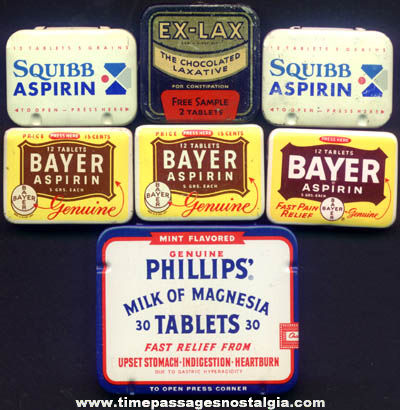 (7) Colorful Small Old Medicine Advertising Tins