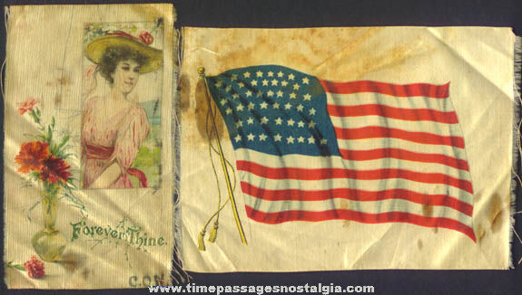 (7) Colorful Old Tobacco Premium Pretty Lady & Flag Silks