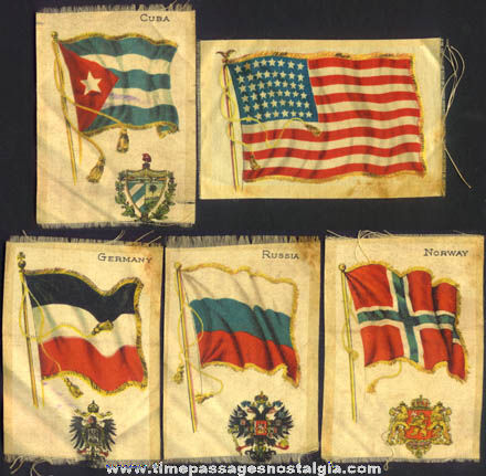 (7) Colorful Old Tobacco Premium Pretty Lady & Flag Silks