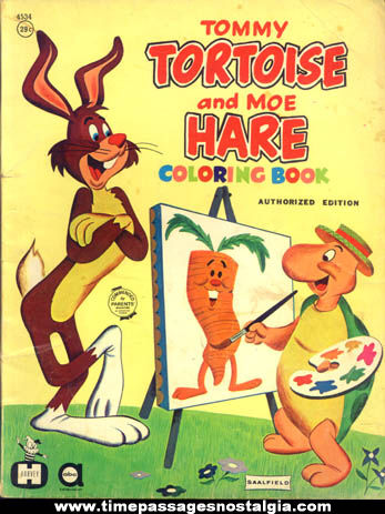 ©1961 Harvey Cartoon Tommy Tortoise & Moe Hare Saalfield Coloring Book