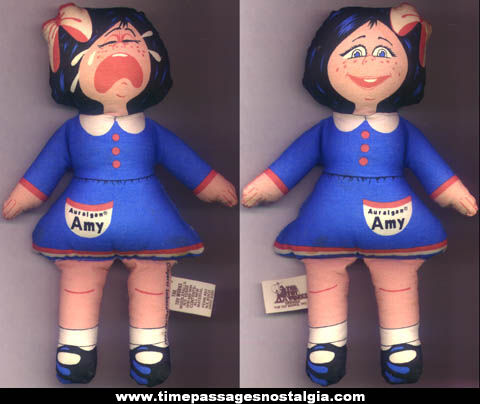 Two Sided 1982 Auralgan Amy Medicine Advertising Premium Character Doll