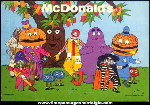 (8) 1978 McDonald’s Restaurant Advertising Character Picture Cards