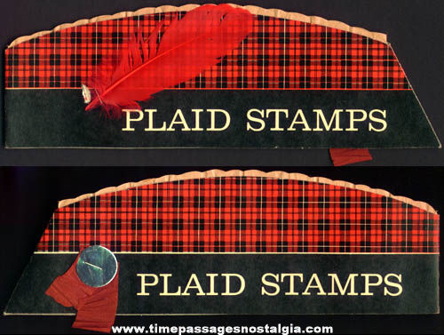 Colorful Old Plaid Trading Stamps Advertising Employee Paper Hat