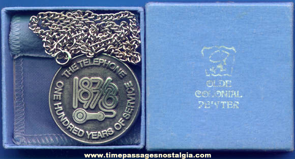 Boxed 1976 Telephone Centennial Commemorative Necklace