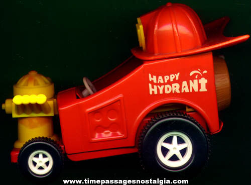 Old Topper Water Squirting Happy Hydrant Hot Rod Toy Fire Truck