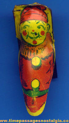 Colorful Small Old Lithographed Tin Clown Clicker Noisemaker