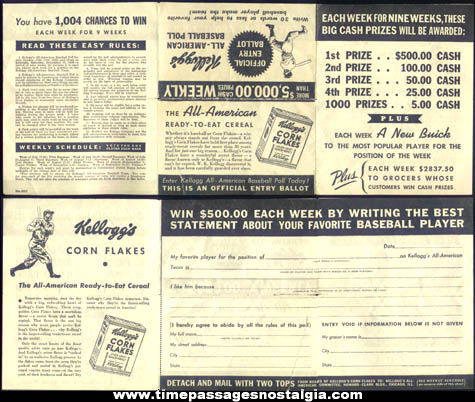 1938 Kellogg’s Corn Flakes Cereal Baseball Player Poll Advertisement