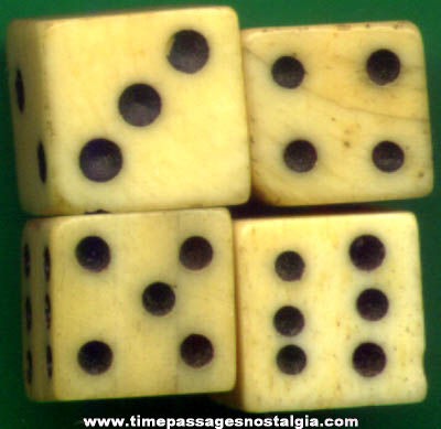 (4) Old Bone Or Ivory Game Dice