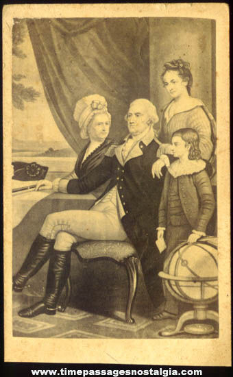 Old U.S. President George Washington & Family Portrait Printed Card