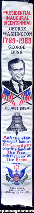1989 U.S. President George Bush Inaugural Bicentennial Commemorative Woven Book Mark