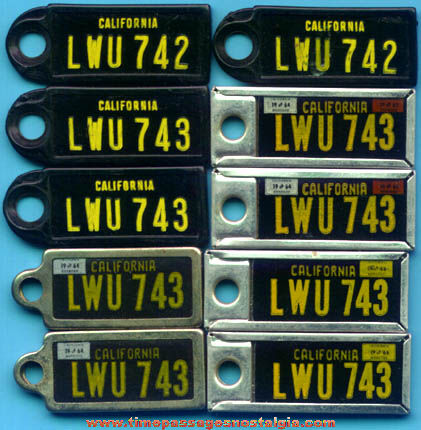 (10) 1960s Matching Disabled American Veterans California License Plate Key Chain Charms