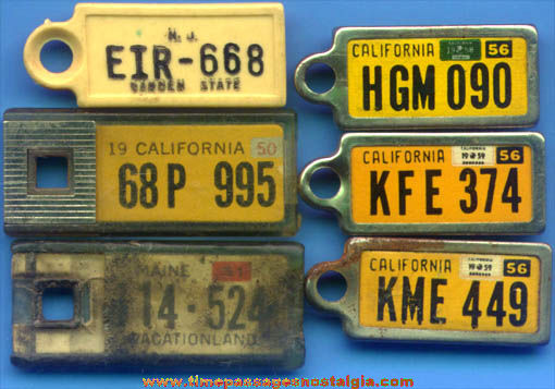 (6) 1950s Disabled American Veterans License Plate Key Chain Charms