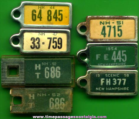 (7) 1940s & 1950s Disabled American Veterans New Hampshire License Plate Key Chain Charms