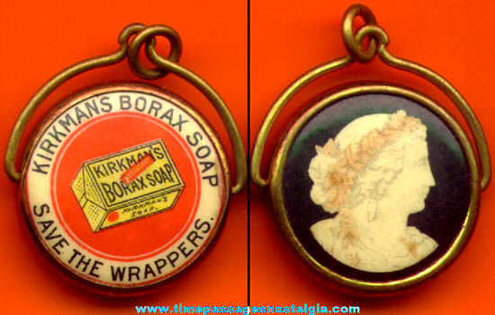 Old Kirkman’s Borax Soap Advertising Premium Swivel Jewelry Pendant Charm