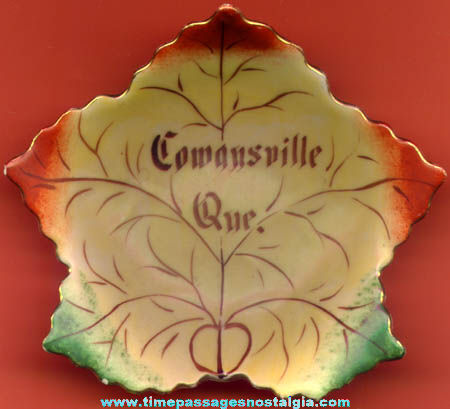 Old Cowansville Quebec Canada Painted Porcelain Souvenir Leaf Tray