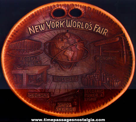 1964 - 1965 New York World’s Fair Simulated Wood Advertising Souvenir Tray
