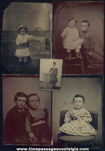 (5) Old Tin Type Photographs of Children