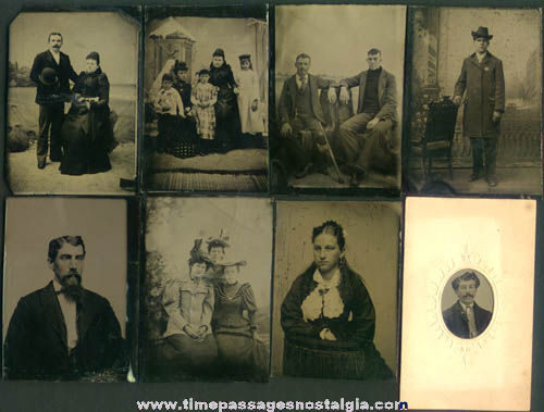 (8) Old Tin Type Photographs of People