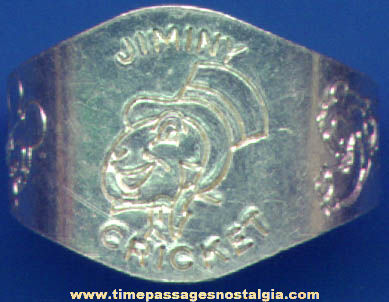 Old Metal Walt Disney Jiminy Cricket Character Premium Prize Toy Ring