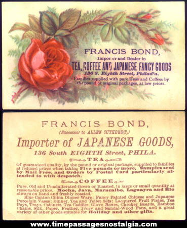 Colorful Old Francis Bond Tea & Coffee Advertising Trade Card