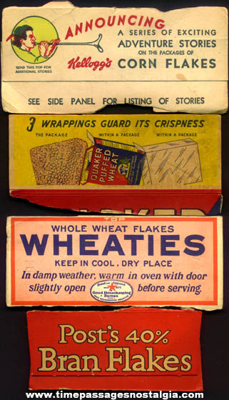 (4) Different Old Advertising Cereal Box Tops