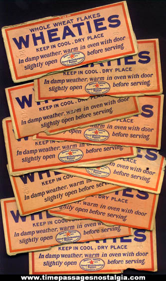 (10) Old Wheaties Advertising Cereal Box Tops