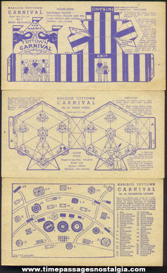 (18) Old Unused Nabisco Toytown Carnival Cereal Box Prize Insert Cards