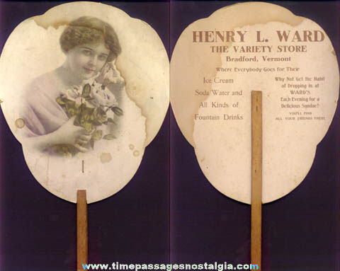 Old Bradford Vermont Variety Store Advertising Premium Fan