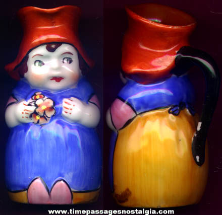 Colorful Old Porcelain Dutch Girl Figure Creamer Pitcher