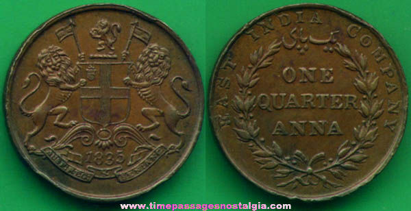 1835 East India Company 1/4 Anna Coin