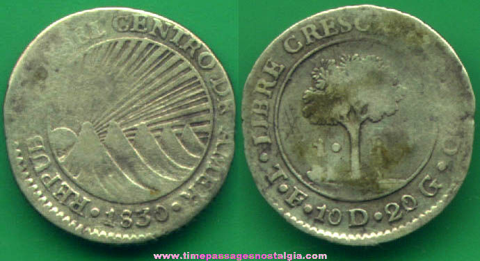1830 Central America Republic One Reale Coin
