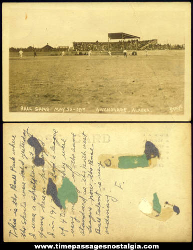 1917 Anchorage Alaska Baseball Game Real Photo Post Card