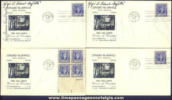 (4) Different 1940 MacDowell Art Colony First Day Covers With Autographs & Brochures