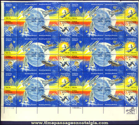 Full Sheet of (48) Unused 1981 Space Achievement 18c U.S. Postage Stamps