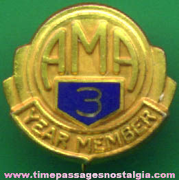 Old Enameled American Motorcycle Association Three Year Pin