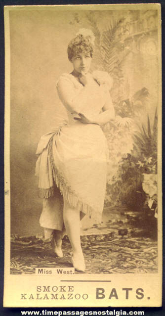 Rare 1880s Kalamazoo Bats Pretty Lady Actress Tobacco Photograph Card