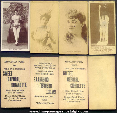 (4) 1880s Sweet Caporal and Cameron Cigarette Pretty Lady Actress Tobacco Photograph Cards