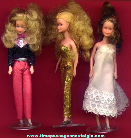 (3) Small Old Dressed Toy Dolls With Big Hair