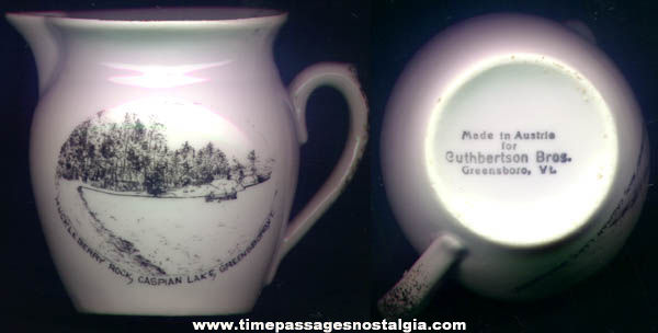 Old Austrian Porcelain Greensboro Vermont Advertising, Souvenir Creamer Pitcher