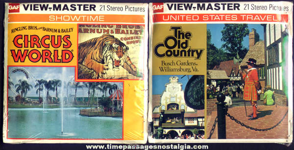 (2) Different Unopened 1970s Scenic GAF Viewmaster Packets