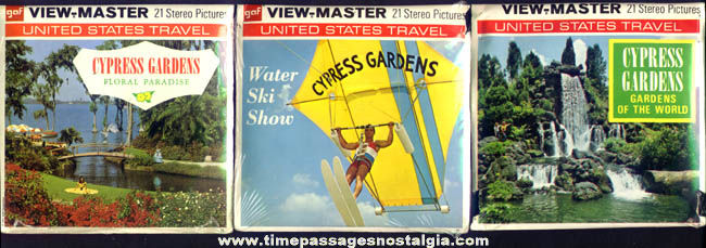 (3) Different Old Unopened Cypress Gardens Florida Tourist Attraction GAF Viewmaster Packets
