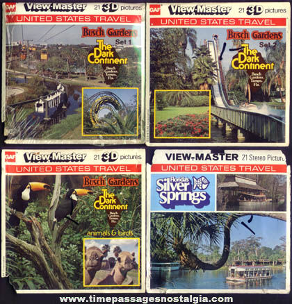 (4) Different Old Florida Tourist Attraction GAF Viewmaster Packets