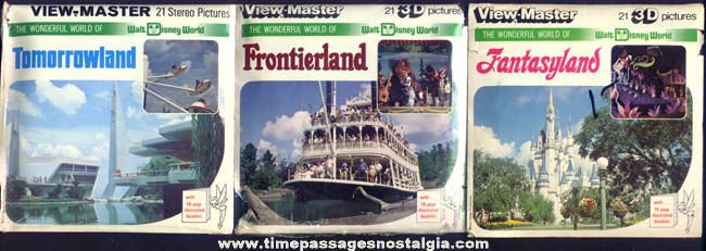 (3) Different 1970s Disney World GAF Viewmaster Packets