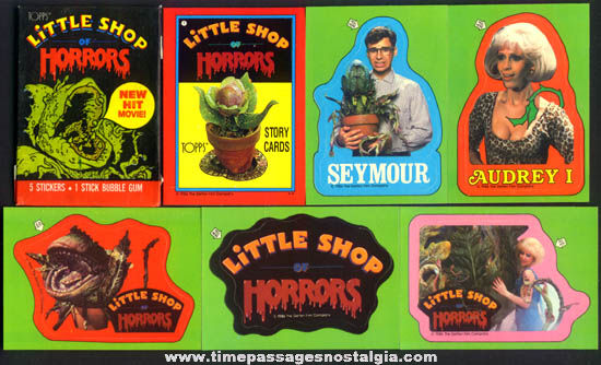 (44) 1986 Little Shop Of Horrors Character Bubble Gum Trading Cards, Stickers, & Wrapper