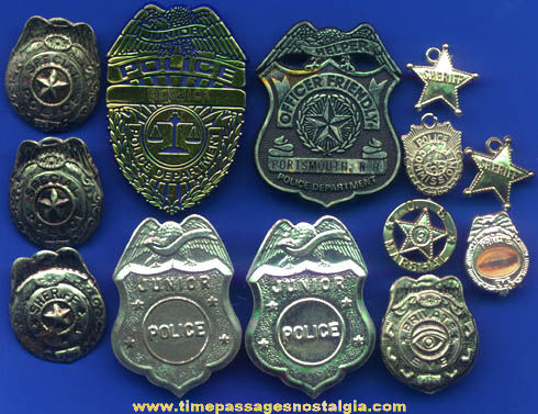 (13) Old Metal & Plastic Toy Police Badges