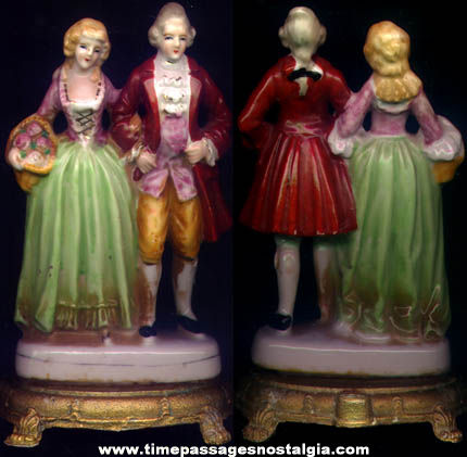 Old Porcelain Victorian Couple Figurine Statue