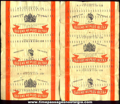 (2) Old Full Queen Elizabeth English Sewing Pin Sheets