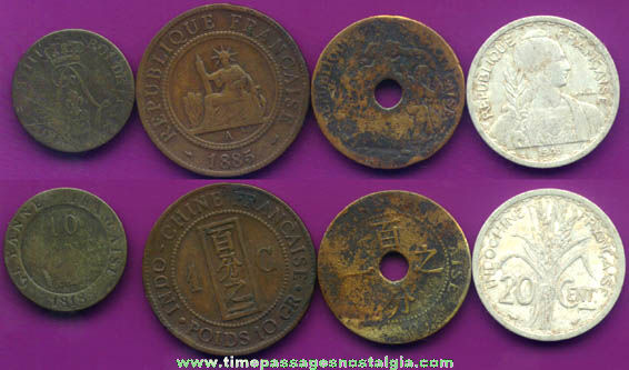 (4) Old French Colonial Coins