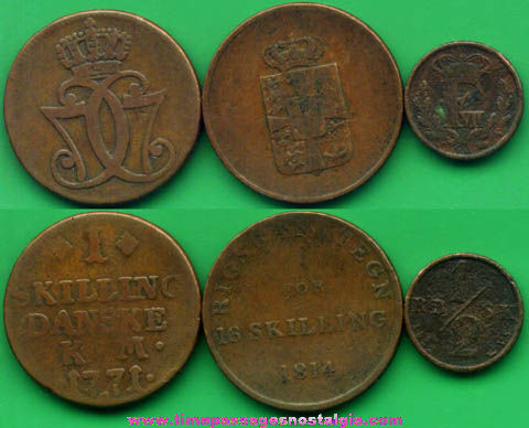 (3) Old Danish Coins