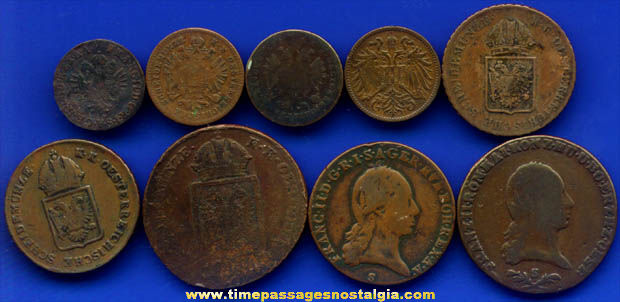 (9) 19th Century Austrian Coins